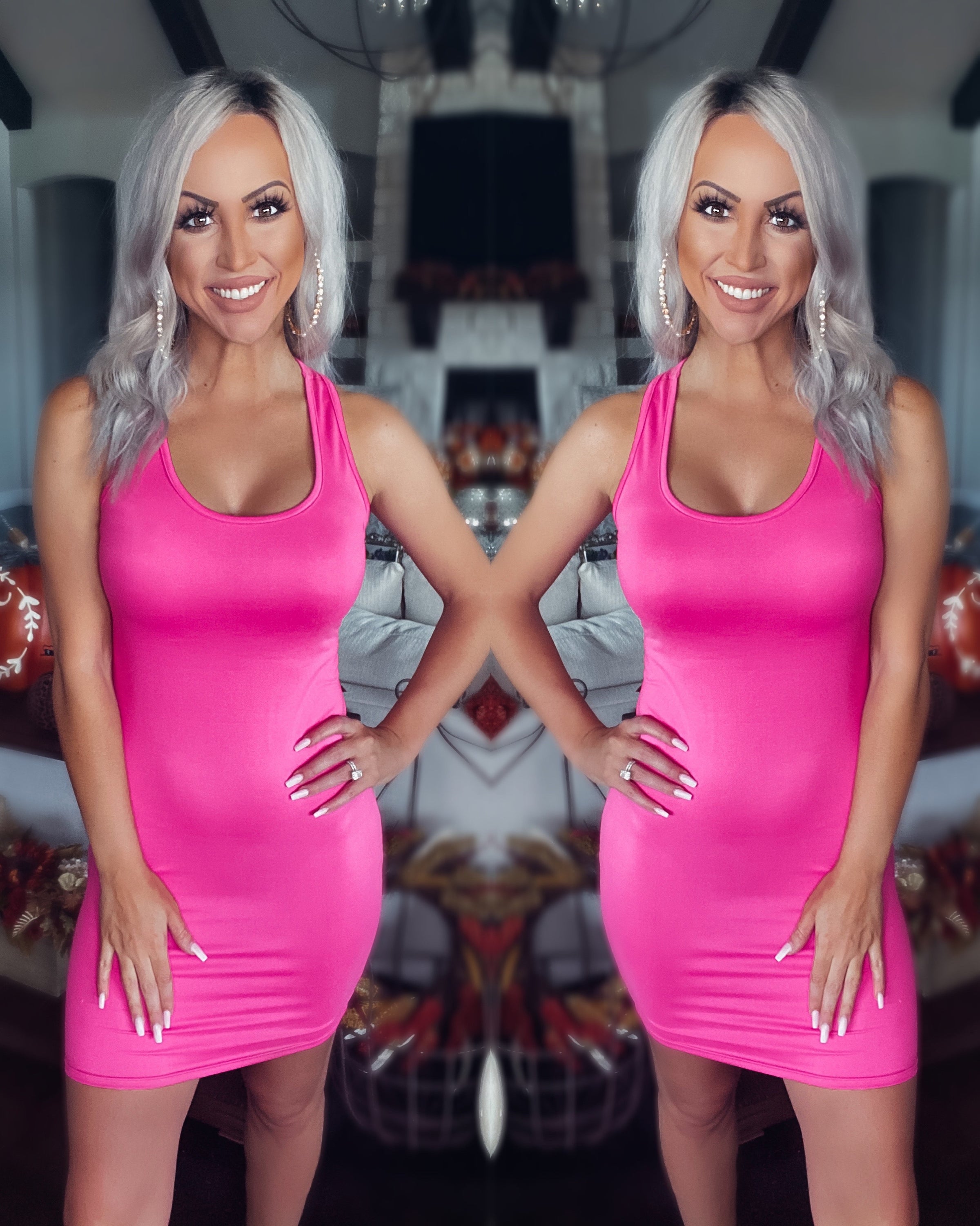 hot pink tank dress