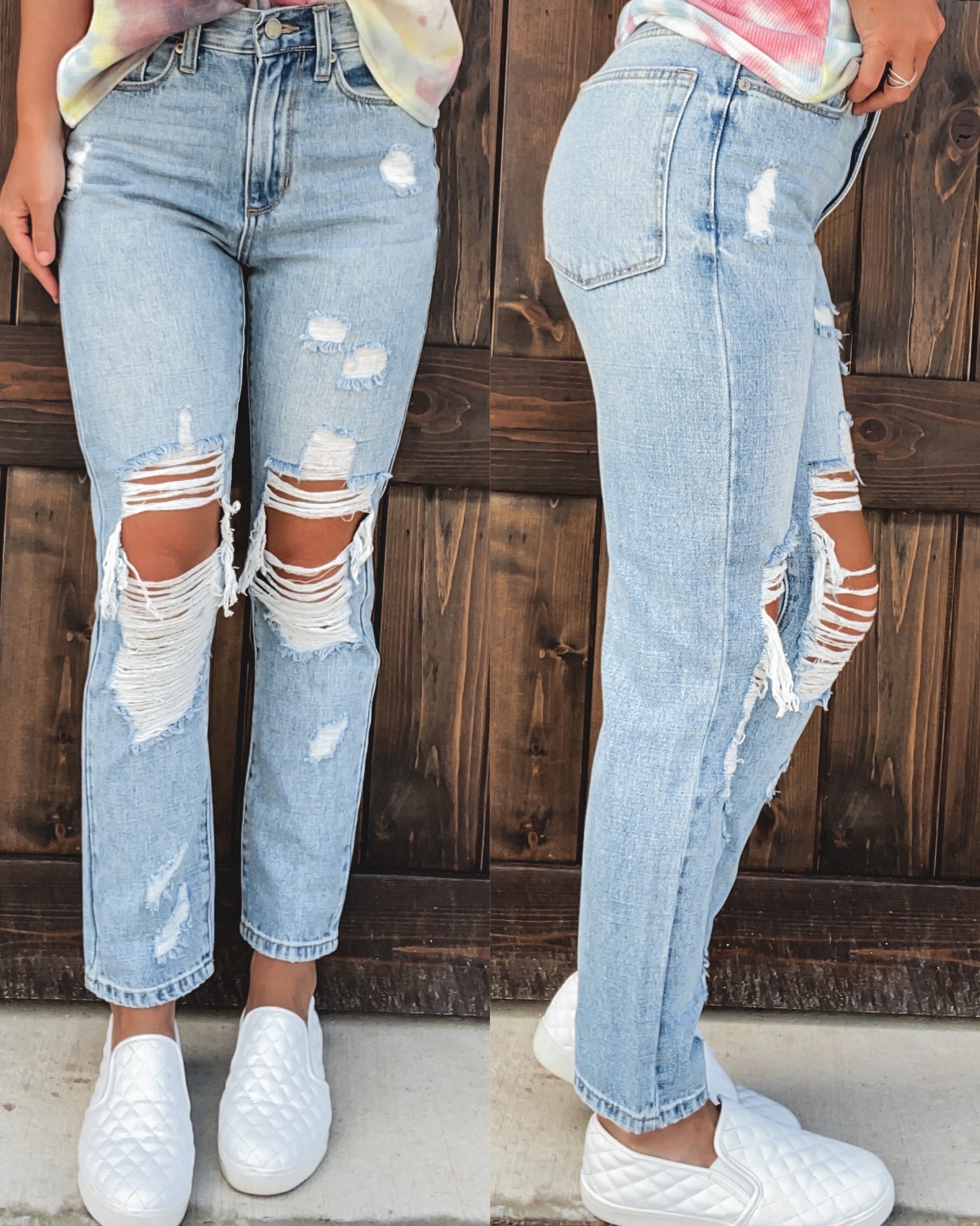distressed girlfriend jeans