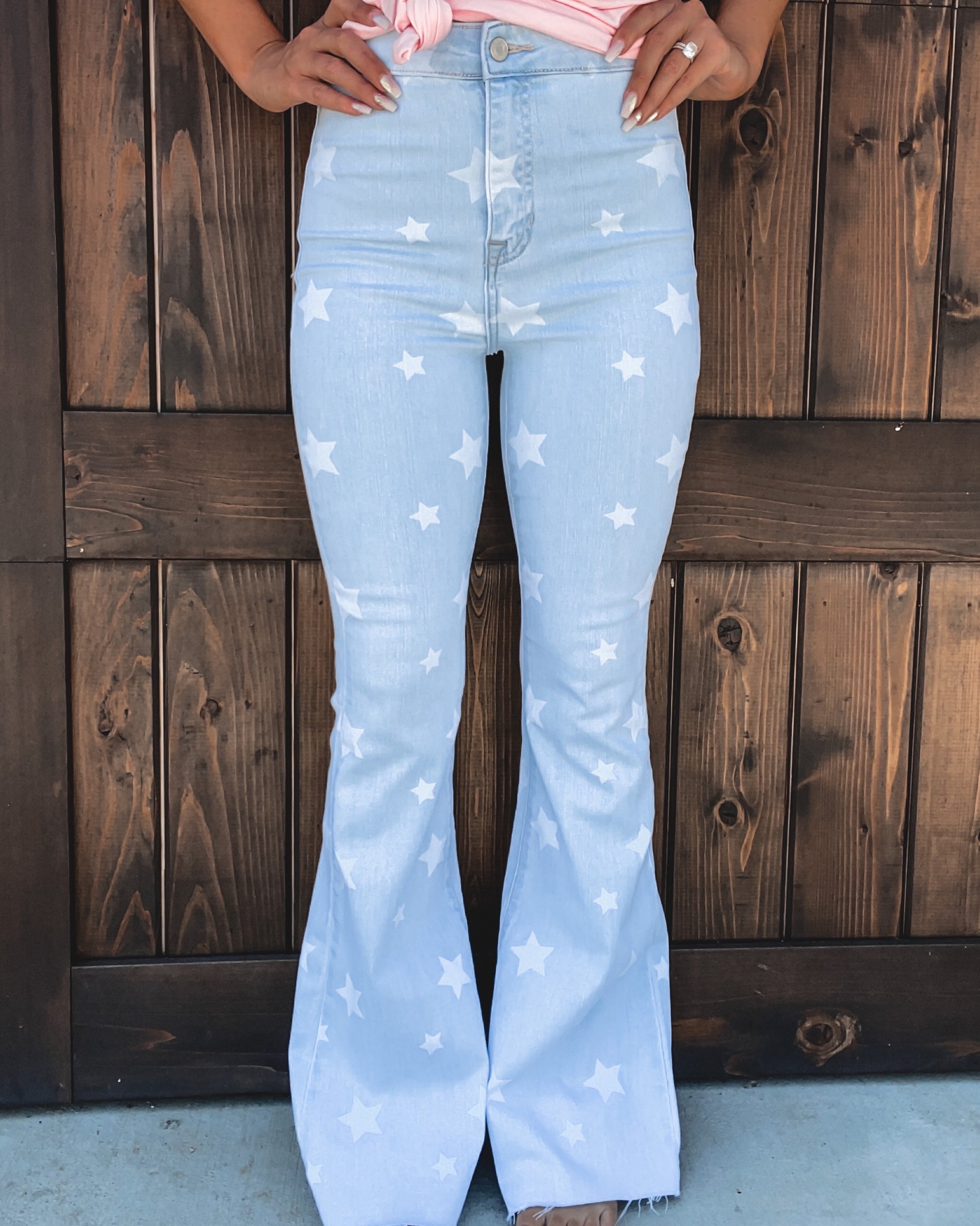 bell bottom jeans with stars on them