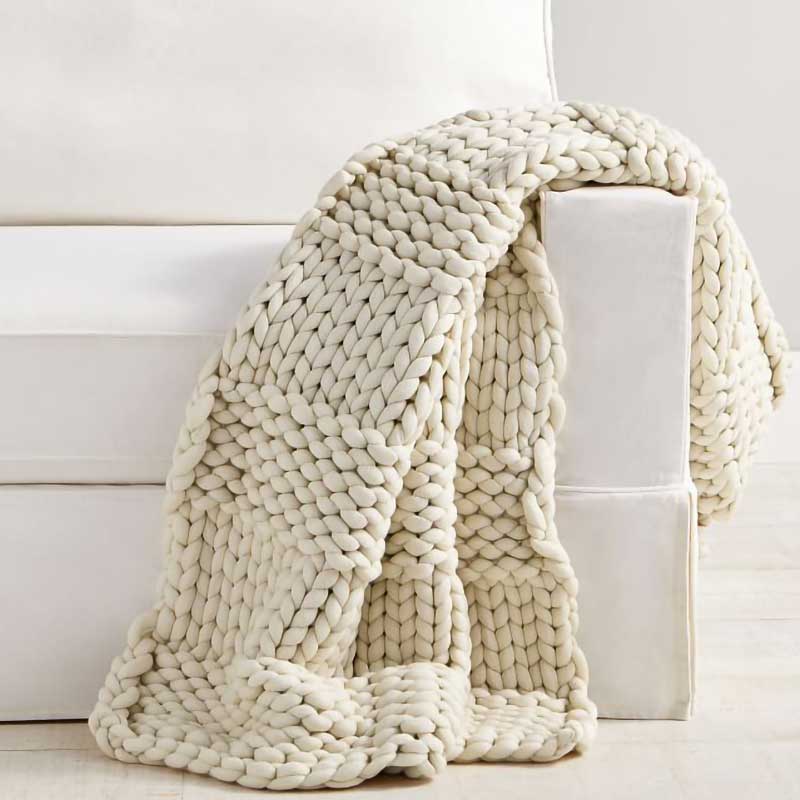 chunky hand-knit throw for fall