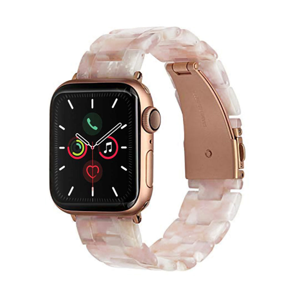 Tjs Rose Flowers Marble Silicone Watch Band Strap for Apple Watch