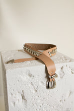Load image into Gallery viewer, Vintage tan leather and silver wishbone belt // S (1551)
