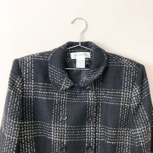 Vintage black and ivory cropped tweed jacket  //  L  (751)