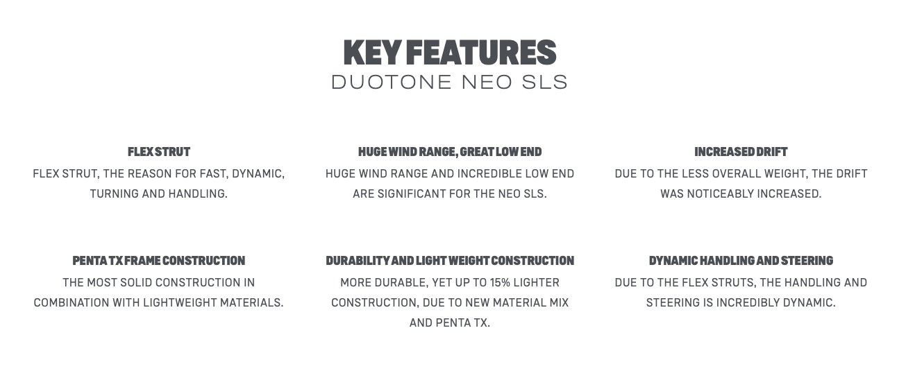 Duotone Neo SLS Features