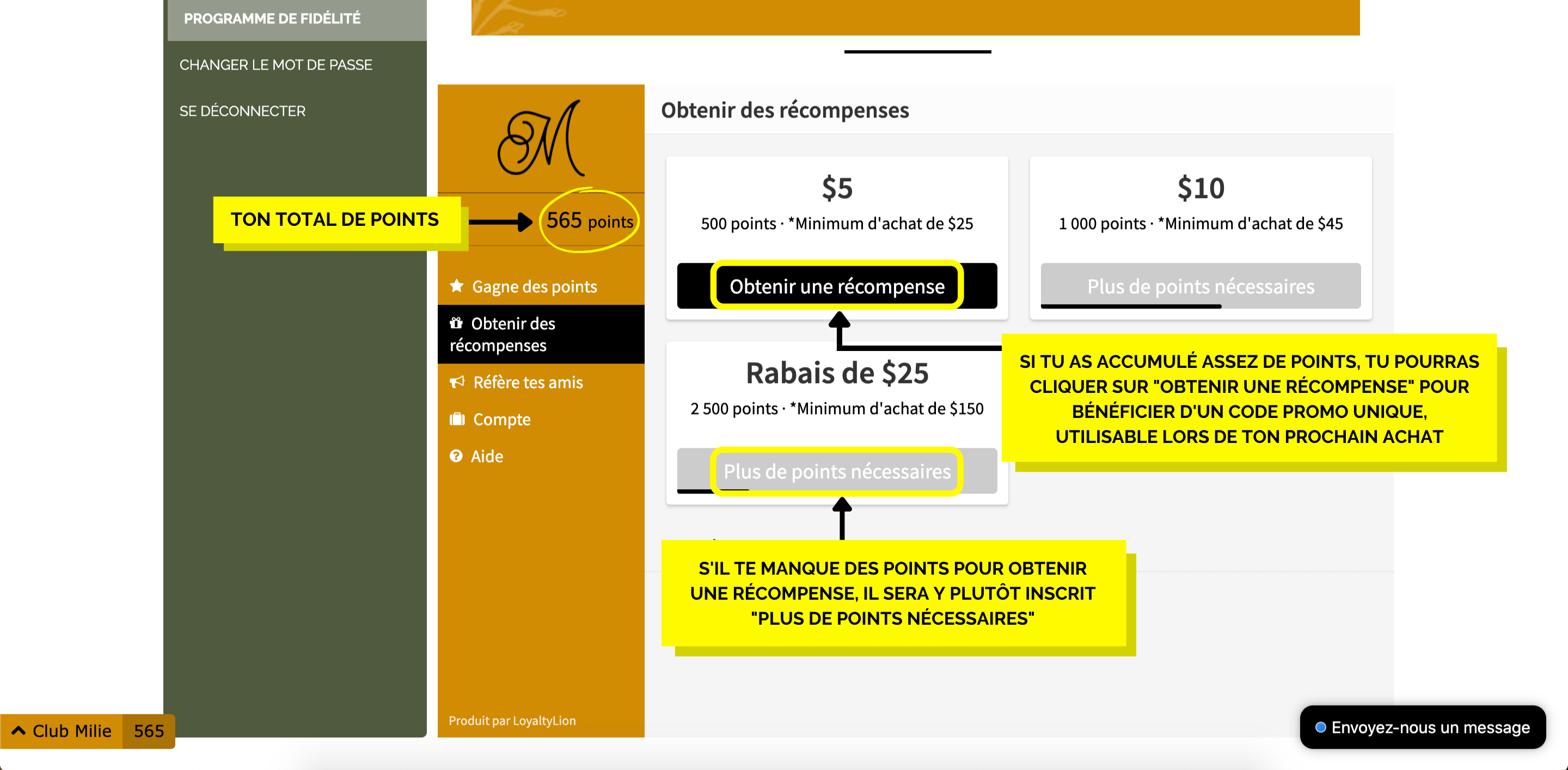Voir mes points et les échanger - Club fidélité