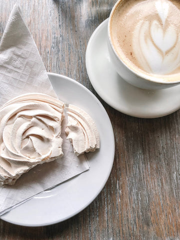 The Table Farmhouse Bakery's dirty chai latte and meringue