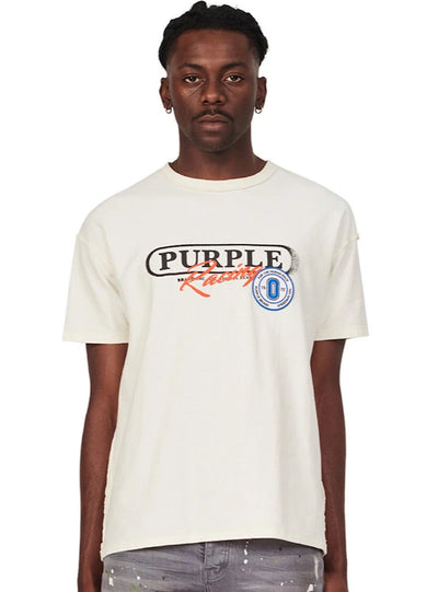 Purple Brand T-Shirt - Bleached Stencil Logo - Black - 800080