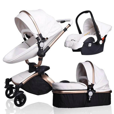 white leather pram