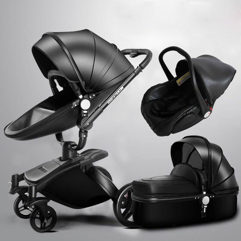 white leather travel system