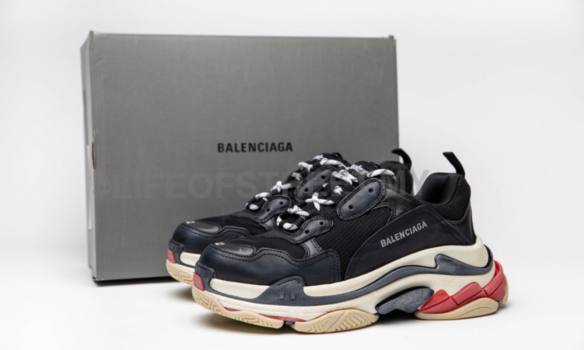 balenciaga black white red