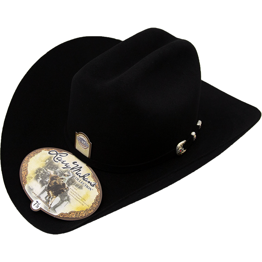 New Mens Larry Mahans Black 6x Beaver Fur Felt Western Cowboy Hat