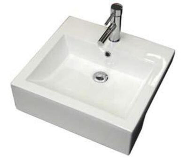 Aspire Unity Square Semi Recessed Basin White 1Th 485 X 460 - Burdens Plumbing