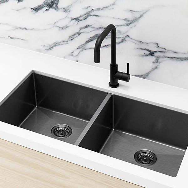 Meir Double Bowl Pvd Kitchen Sink 860mm - Brushed Gun Metal - Burdens Plumbing