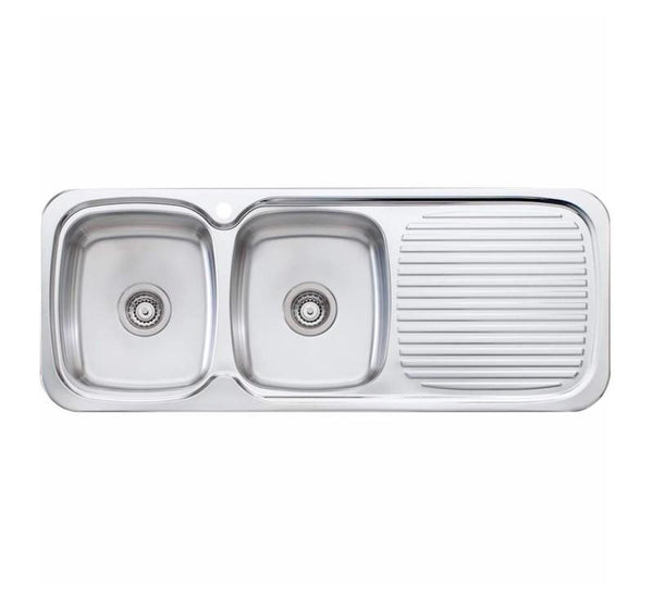 Oliveri Lakeland Double Bowl Topmount Sink R/H Drainer 1Th - Burdens Plumbing