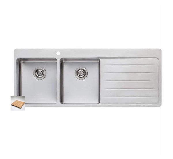 Oliveri Sonetto Double Bowl Topmount Sink R/H Drainer 1Th - Burdens Plumbing