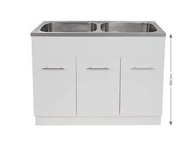 RF TIMBER LAUNDRY UNIT DOUBLE BOWL 45LTR 1160WX500DX88OH - Burdens Plumbing