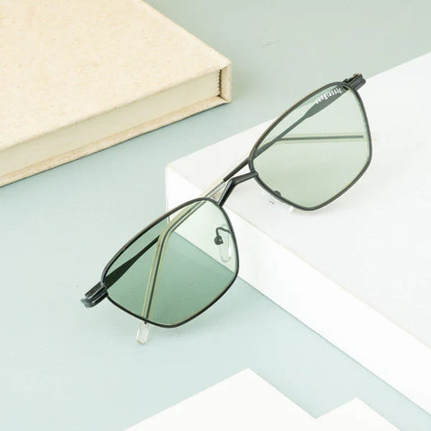 Andreas Black Green Edition Trapezoid Sunglasses for Men - Unique Design and Bold Style