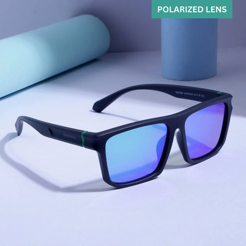 Stylish Jackson Grey Green Mercury Polarized Rectangle TR90 Sunglasses for Superior Clarity & Comfort