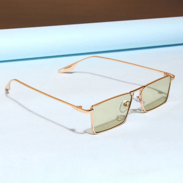 Rebel gold green rectangle sunglasses with sleek frame and tinted lenses – perfect for a bold, fashionable look