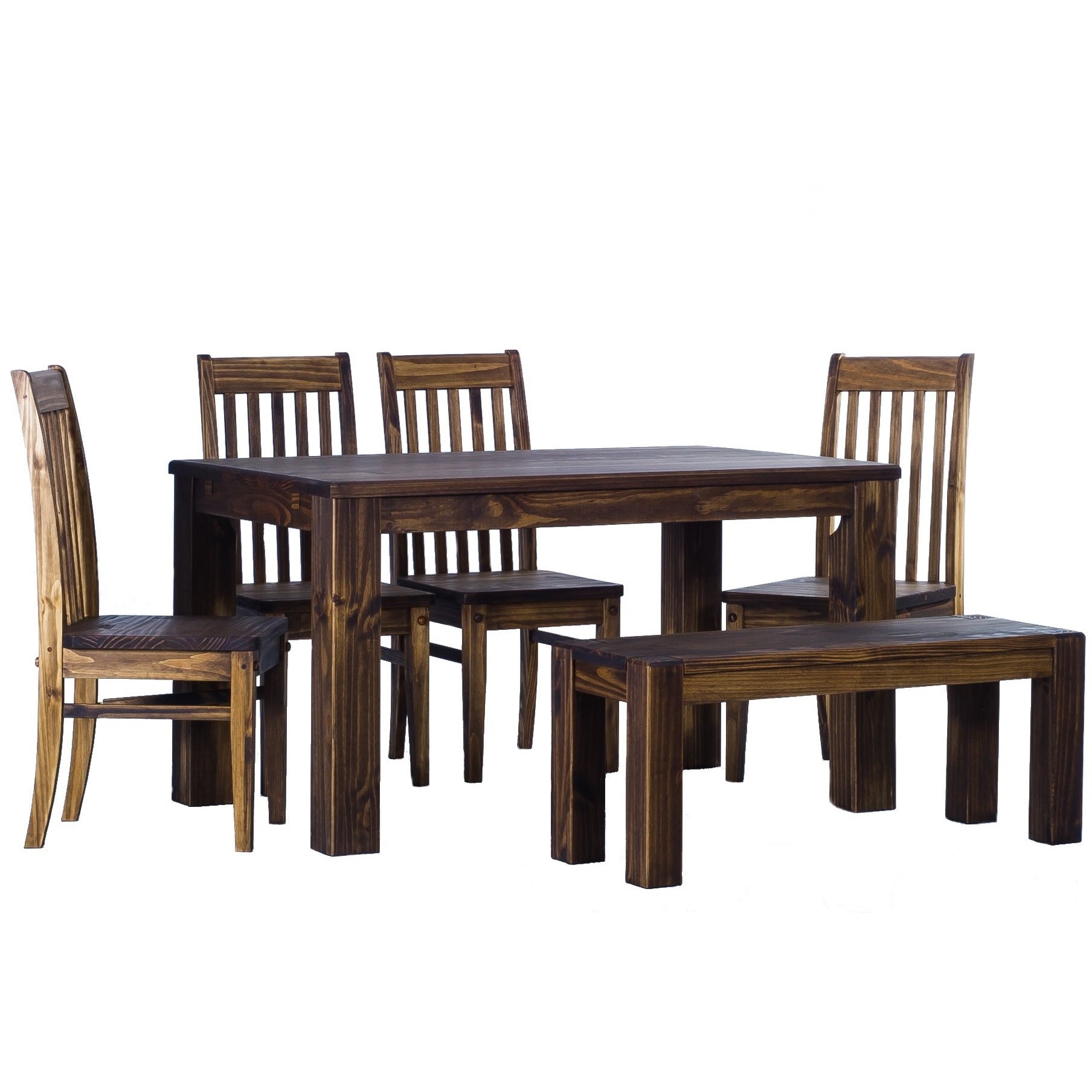 Dining Table Rio Pine With Bench And Four Chairs Dark Brown Solid Woo Tablechamp