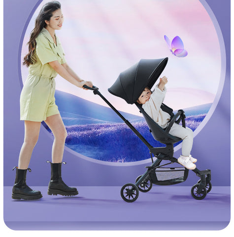 Aluminum alloy 360 rotating one-hand folding baby stroller