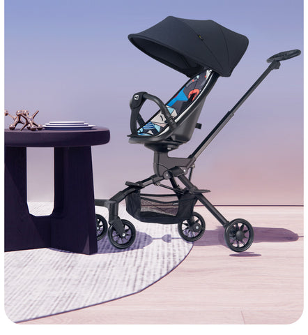 Aluminum alloy 360 rotating one-hand folding baby stroller