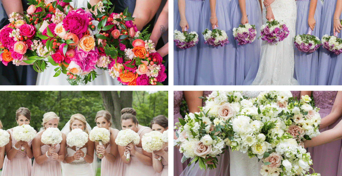 A variety of wedding bouquets