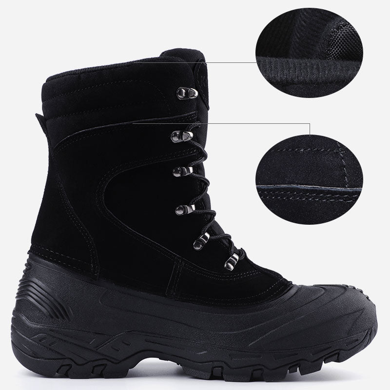 Knixmax Men's Snow Boots Black Waterproof Sole Winter Boots – Riemot