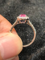 Natural Unheated Pink Sapphire 1.08ct Ring set with natural diamond 0.51ct in 18k white gold Fine Jewellery