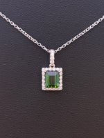Natural Tourmaline 1.52ct Pendant set with Natural Diamonds in 18K white gold Gemstone Jewellery