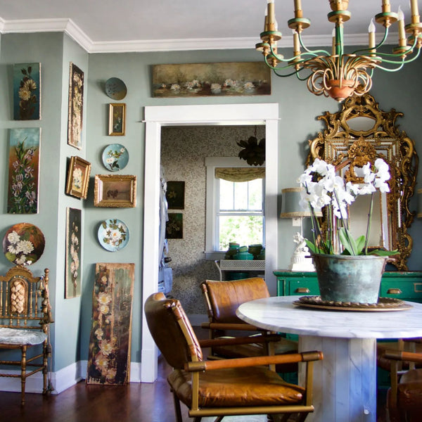 vintage decor, maximalist, gallery wall