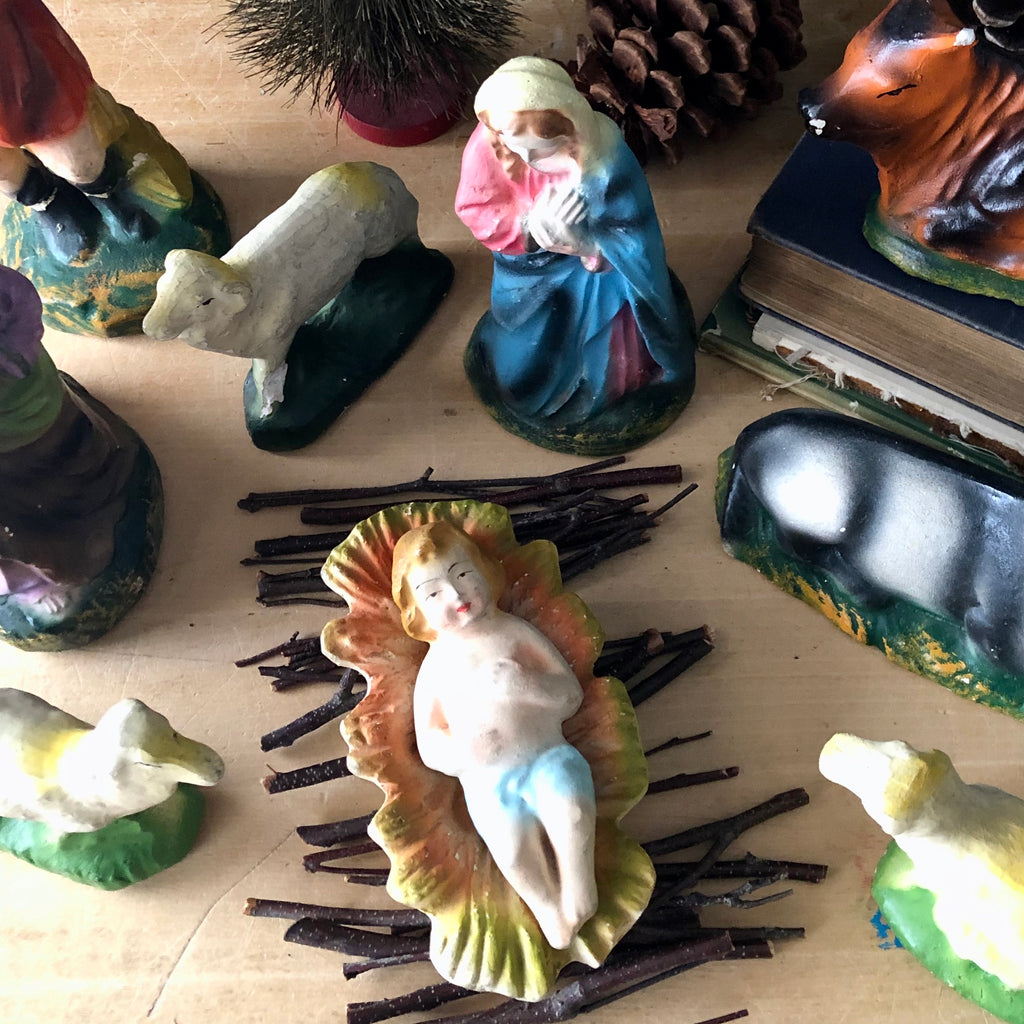 Vintage Chalkware Nativity Set (c.1940s) – Rush Creek Vintage