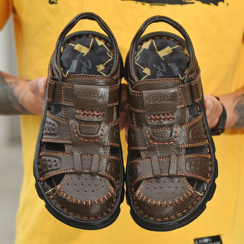 Sandália Masculina Estilosa de Couro Legítimo