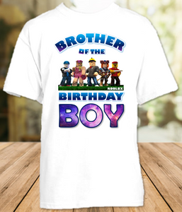 Roblox Birthday Party Personalized Sibling Brother T Shirt Or Onesie Shirts And Tutus - t shirt roblox capitan america