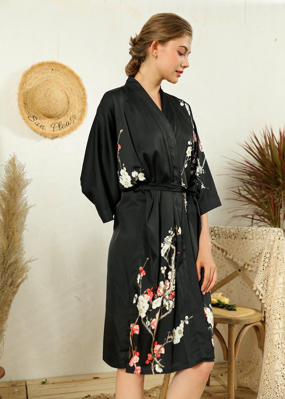 Sakura Kimono Robe Luxury Silk Satin Robes for Brides Bridemaids – Kimonol