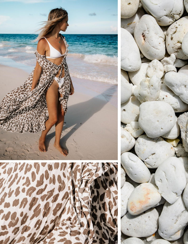 Sydney Hansen (from @sydneyandavis) wearing the Ubud Adventure Dress as a swim coverup