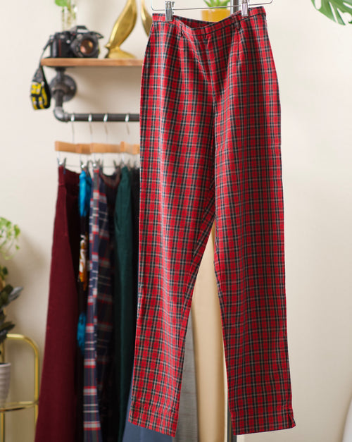 90s Red Plaid Pants