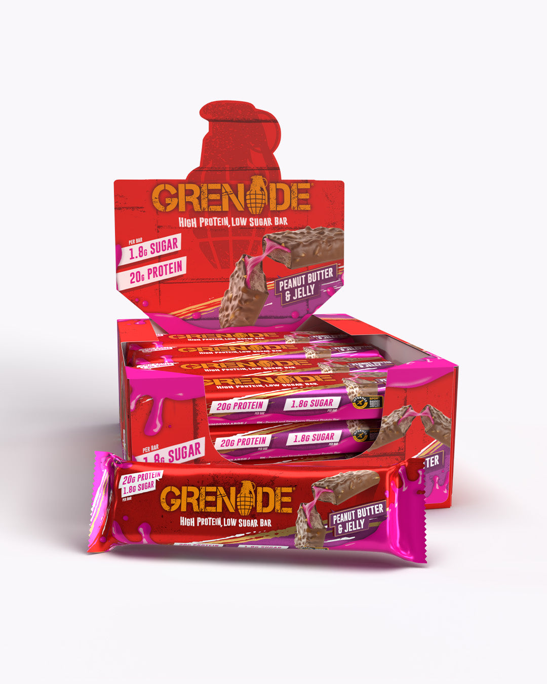 Grenade | Peanut Butter and Jelly Protein Bar - FREE SHIP | £10 off subscribing to email list | Loyalty discounts and FREE delivery over £40