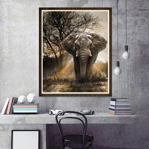 Elephant Round Part Drill Diamond Painting 40X30CM(Canvas)