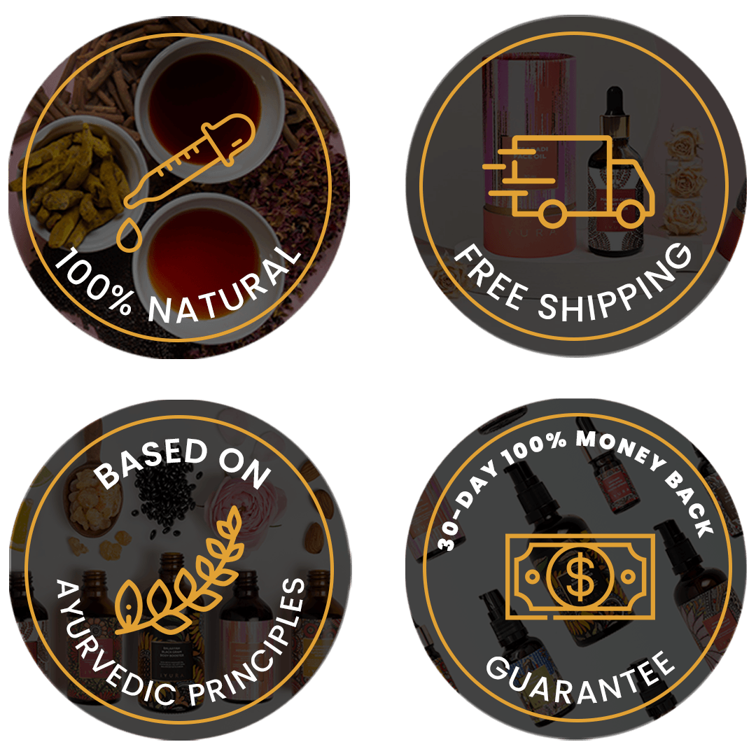 iYURA Trust Badges: 1. Free Shipping 2. 30-Day Money-back Guarantee 3. No Additives or Binders 4. Not Tested on Animals