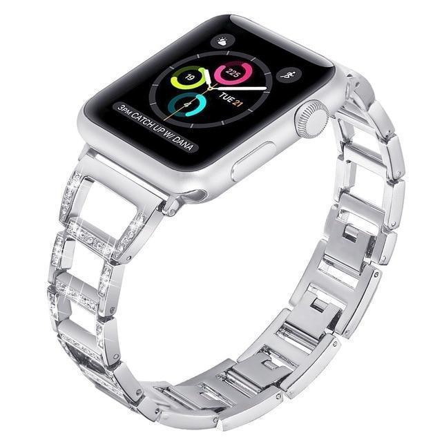 Apple silver / 38mm and 40mm Apple Watch Series 5 4 3 Band, Women Stainless Steel Hollow breathable Diamond Bracelet strap for 38mm, 42mm, 40mm, 44mm - US Fast shippping