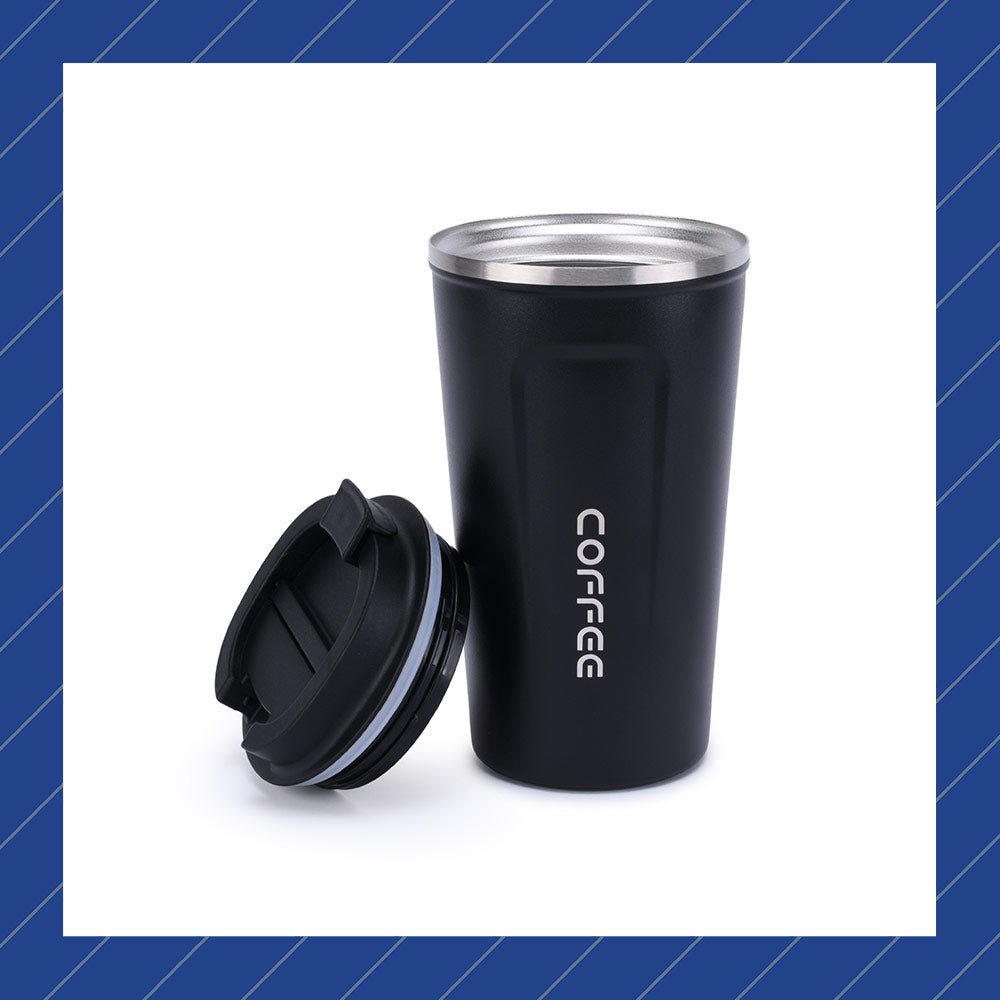 ECO-FRIENDLY TRAVEL MUG, STAINLESS STEEL BLACK