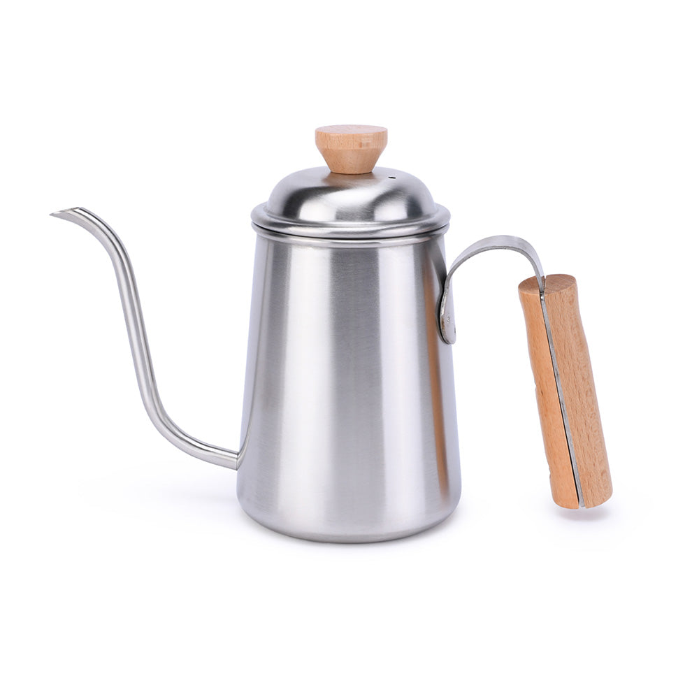 Stainless Steel Coffee Kettle With Wooden Handle 650ml Gooseneck Thin Spout  Thickened Hand Drip Pour Over Coffee Tea Pot