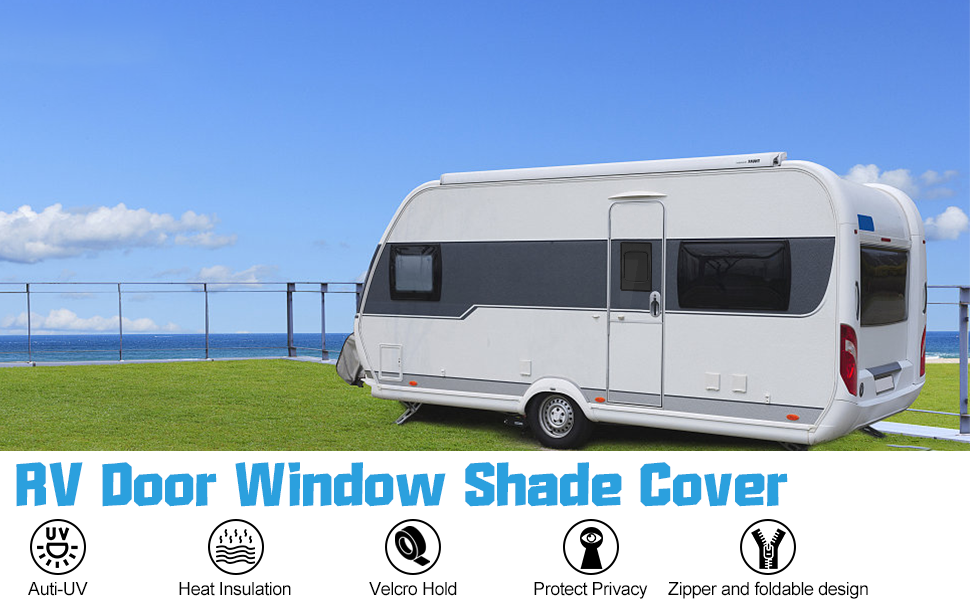 Door Window Shade For RV 25 X 16in Foldable Blackout RV Door Window Cover  Sun Blackout