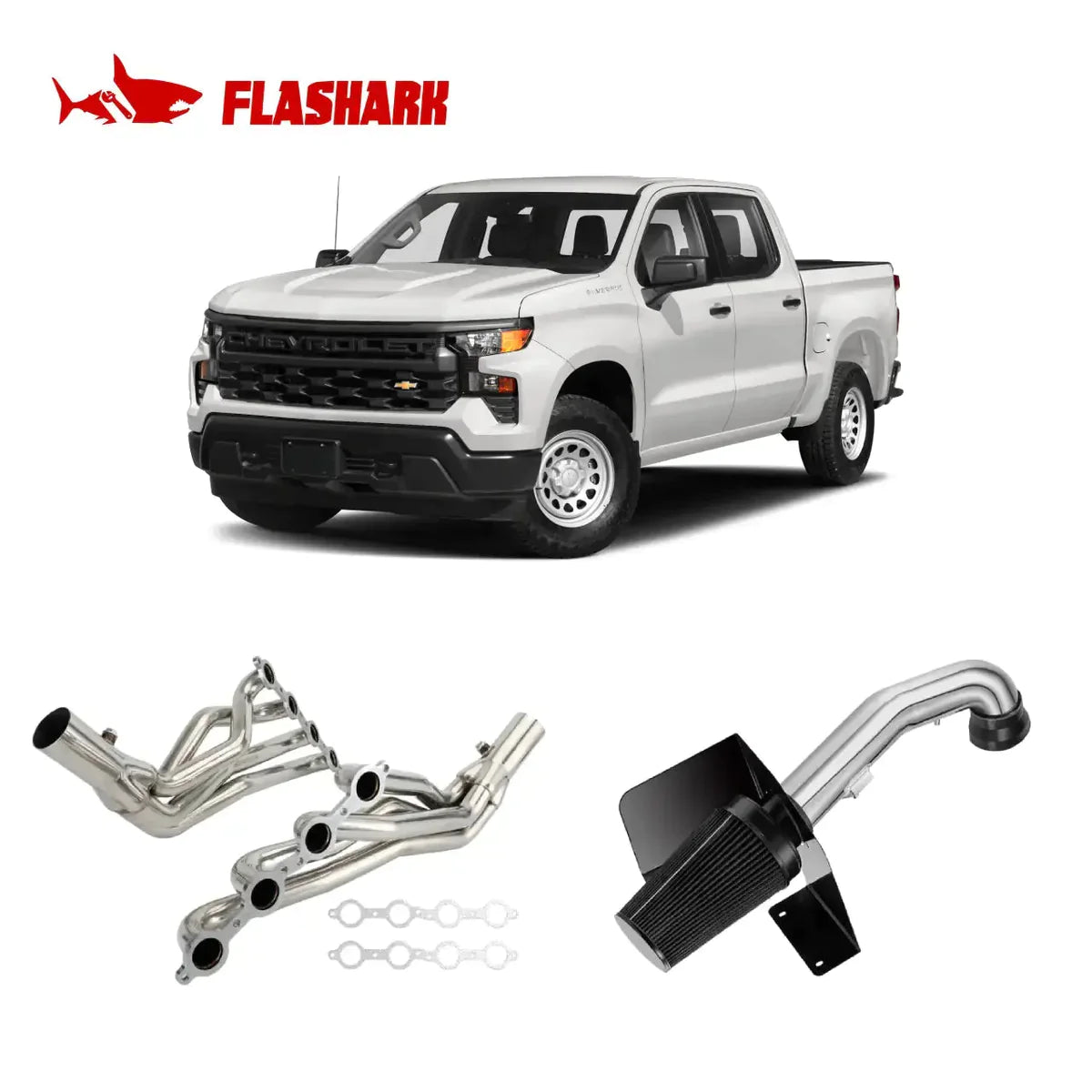 Long Tube Headers/4" Cold Air Intake Kit for 2009-2013 GMC Sierra 1500 4.8L 5.3L 6.0L 6.2L V8 Engine