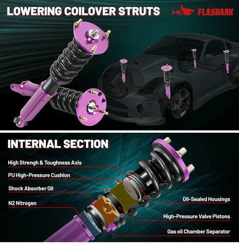 2003-2013 Nissan Infiniti M35/M45 G35x G37x AWD Coilover Shock Absorbers Struts 4PCS