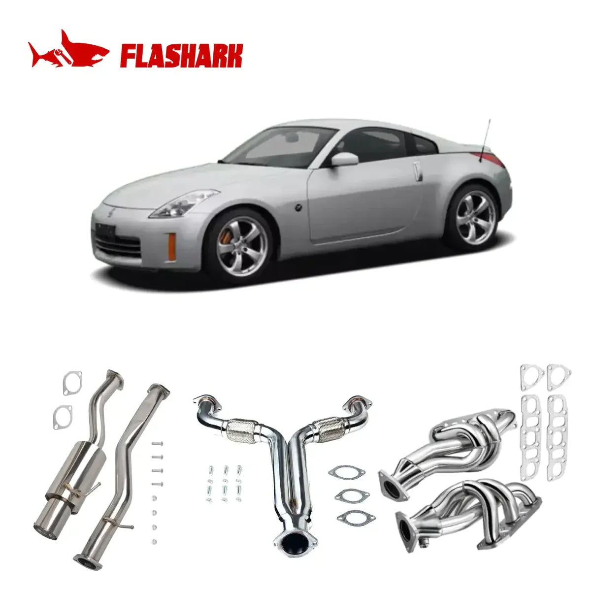 Exhaust Header/Catback/Downpipe Exhaust All-In-One Kit for 2003-2006 Nissan 350Z 3.5L 2005, 2007 Infiniti G35