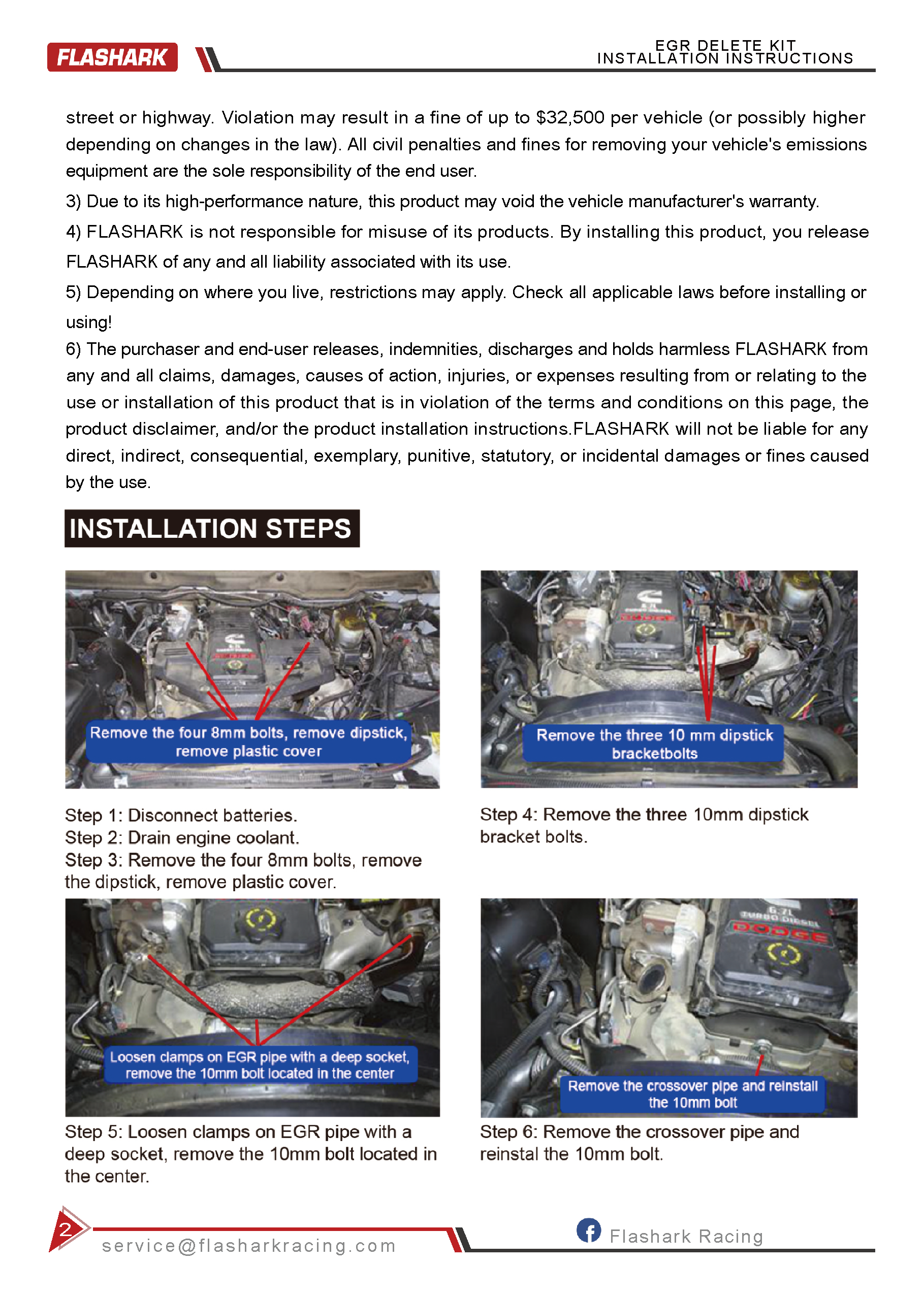 13-18 Dodge Ram 6.7L Cummins Diesel EGR Delete Kit Installation instructions