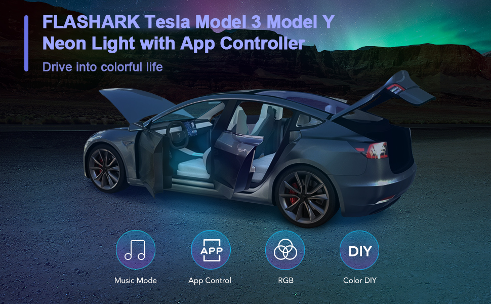 FLASHARK-2021-Tesla-Model-3Y-Neon-Light-Tubes-Center-Console-RGB-Interior-LED-Strip-Lights-With-App-Controlled-Decorative Lamp(2021-Model-3-Y-Center-Console+Dashboard-Light)-Listing