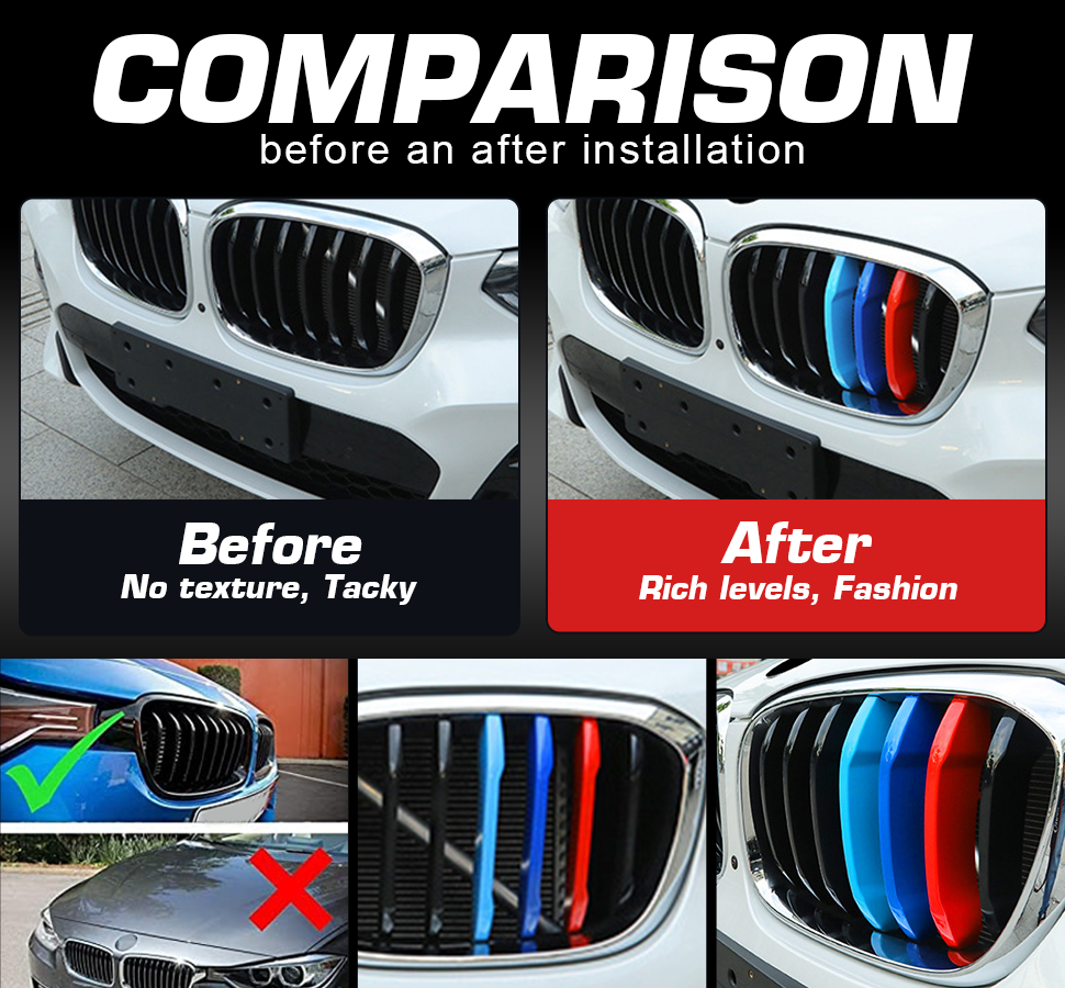 FLASHARK-Colored-Stripe-Grille-Insert-Trims-Compatible-with-BMW-11-20-X3-X4-Standard-Kidney-Grille